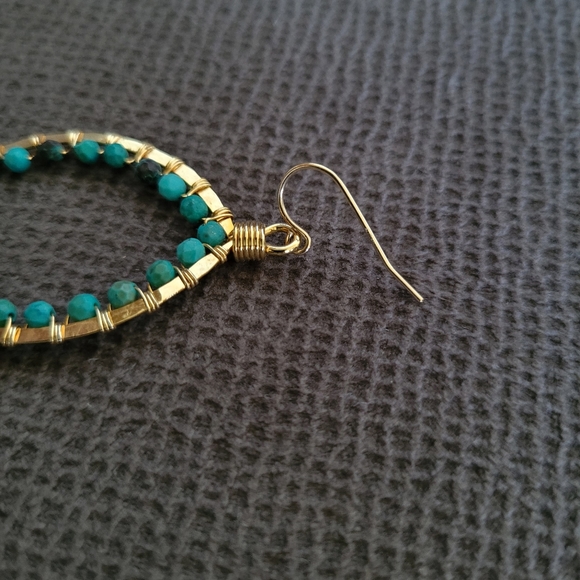 Blue💙-Green💚 Turquoise Teardrop💦 Earrings - Picture 6 of 13